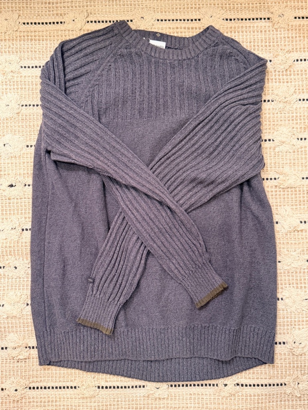 Columbia Men’s Heathered Gray Crewneck Ribbed Sweater 100% cotton